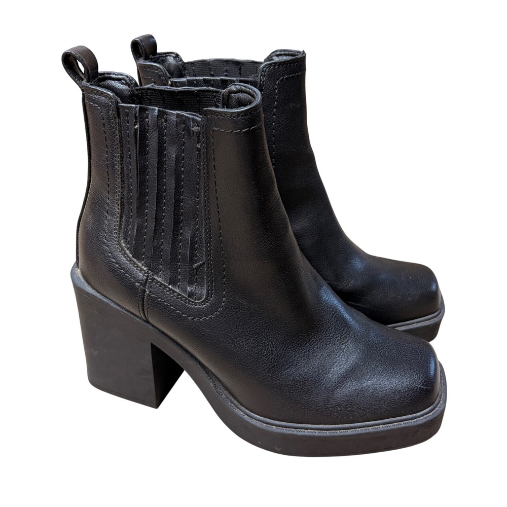 MIA Emire 90s Chunky Pull On Faux Leather Boots Goth Grunge Emo Witchy 8.5